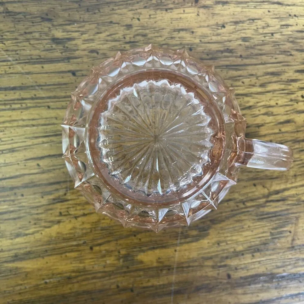 Vintage Jeanette TEACUP Windsor Pink Depression‎ Glass Diamond